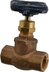 NIBCO - 1/2" Pipe, Threaded Ends, Bronze Integral Globe Valve - Bronze Disc, Screw-In Bonnet, 200 psi WOG, 125 psi WSP, Class 125 - USA Tool & Supply