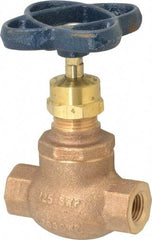 NIBCO - 1/4" Pipe, Threaded Ends, Bronze Integral Globe Valve - Bronze Disc, Screw-In Bonnet, 200 psi WOG, 125 psi WSP, Class 125 - USA Tool & Supply