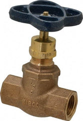 NIBCO - 1/2" Pipe, Threaded Ends, Bronze Integral Globe Valve - PTFE Disc, Screw-In Bonnet, 200 psi WOG, 125 psi WSP, Class 125 - USA Tool & Supply