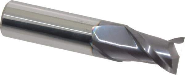 Accupro - 5/8", 7/8" LOC, 5/8" Shank Diam, 3" OAL, 2 Flute, Solid Carbide Square End Mill - Single End, AlTiN Finish, Spiral Flute, 40° Helix, Centercutting, Right Hand Cut, Right Hand Flute - USA Tool & Supply