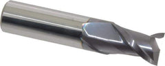 Accupro - 5/8", 7/8" LOC, 5/8" Shank Diam, 3" OAL, 2 Flute, Solid Carbide Square End Mill - Single End, AlTiN Finish, Spiral Flute, 40° Helix, Centercutting, Right Hand Cut, Right Hand Flute - USA Tool & Supply