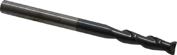Accupro - 3/16", 3/4" LOC, 3/16" Shank Diam, 2-1/2" OAL, 2 Flute, Solid Carbide Square End Mill - Single End, AlTiN Finish, Spiral Flute, 40° Helix, Centercutting, Right Hand Cut, Right Hand Flute - USA Tool & Supply