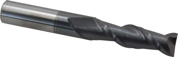 Accupro - 5/8", 2-1/8" LOC, 5/8" Shank Diam, 4-5/8" OAL, 2 Flute, Solid Carbide Square End Mill - Single End, AlTiN Finish, Spiral Flute, 40° Helix, Centercutting, Right Hand Cut, Right Hand Flute - USA Tool & Supply