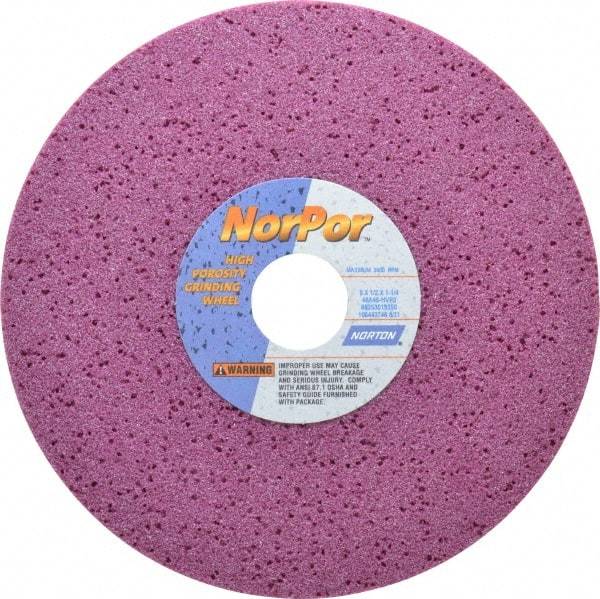Norton - 8" Diam x 1-1/4" Hole x 1/2" Thick, H Hardness, 46 Grit Surface Grinding Wheel - Aluminum Oxide, Type 1, Coarse Grade, 3,600 Max RPM, Vitrified Bond, No Recess - USA Tool & Supply