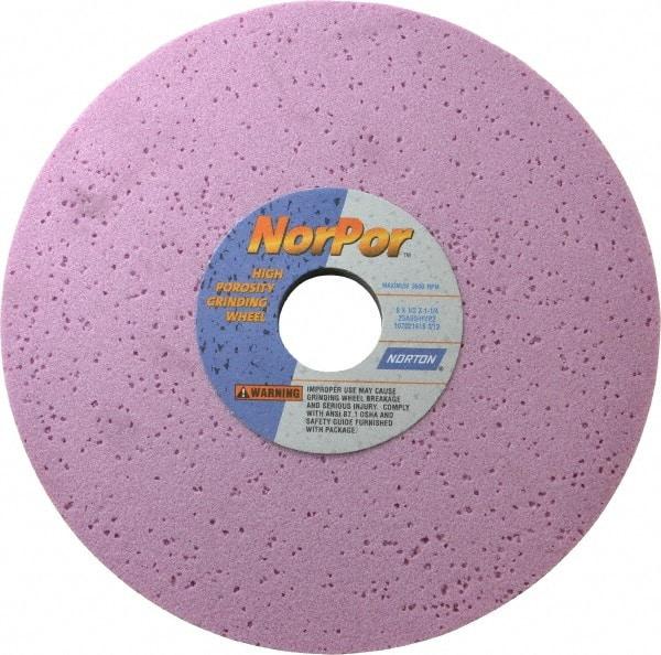 Norton - 8" Diam x 1-1/4" Hole x 1/2" Thick, H Hardness, 60 Grit Surface Grinding Wheel - Aluminum Oxide, Type 1, Medium Grade, 3,600 Max RPM, Vitrified Bond, No Recess - USA Tool & Supply
