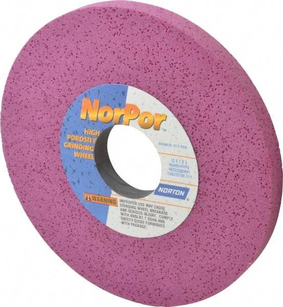 Norton - 12" Diam x 3" Hole x 1" Thick, H Hardness, 60 Grit Surface Grinding Wheel - Aluminum Oxide, Type 1, Medium Grade, 2,710 Max RPM, Vitrified Bond, No Recess - USA Tool & Supply