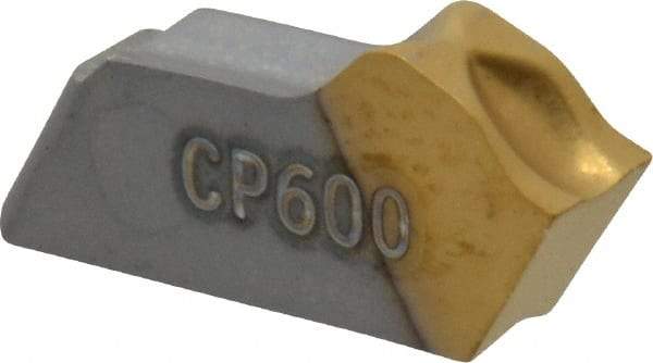 Seco - 150.103 14 CP600 Grade, 0.122" Cutting Width, Carbide Cutoff Insert - 0° Neutral Lead Angle, 0.008" Cnr Rad, TiAlN/TiN Coated, Single End - USA Tool & Supply