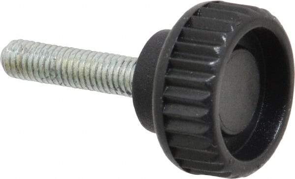 Gibraltar - #10-32 Knurled Shoulder Steel Thumb Screw - 1.33" OAL, 0.32" Head Height, Zinc-Plated Finish - USA Tool & Supply