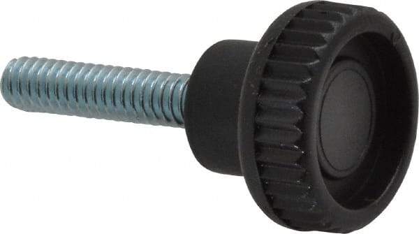 Gibraltar - 1/4-20 Knurled Shoulder Steel Thumb Screw - 1.82" OAL, 0.37" Head Height, Zinc-Plated Finish - USA Tool & Supply