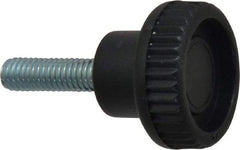 Gibraltar - M6x1.00 Knurled Shoulder Steel Thumb Screw - 36.5mm OAL, 25mm Head Diam x 9.5mm Head Height, Zinc-Plated Finish - USA Tool & Supply