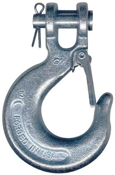 CM - 7/16 Inch Chain Diameter, Grade 43 Clevis Hook - 7,200 Lbs. Load Capacity, 0.58 Inch Inside Diameter, 1/2 Inch Pin Diameter, 1.02 Inch Hook Throat, 5.56 Inch Overall Length, 3.91 Inch Hook Width - USA Tool & Supply