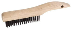 Weiler - 2 Rows x 17 Columns Steel Scratch Brush - 5" Brush Length, 10" OAL, 1-3/16" Trim Length, Wood Shoe Handle - USA Tool & Supply