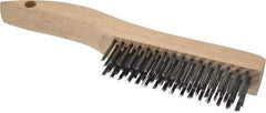 Weiler - 4 Rows x 16 Columns Steel Scratch Brush - 5" Brush Length, 10" OAL, 1-3/16" Trim Length, Wood Shoe Handle - USA Tool & Supply