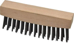 Weiler - 3 Rows x 15 Columns Steel Scratch Brush - 4-1/2" Brush Length, 4-5/8" OAL, 1-1/8" Trim Length, Wood Straight Handle - USA Tool & Supply