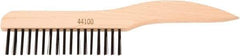 Weiler - 1 Rows x 17 Columns Steel Scratch Brush - 5" Brush Length, 10" OAL, 1-1/16" Trim Length, Wood Shoe Handle - USA Tool & Supply