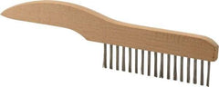 Weiler - 1 Rows x 17 Columns Stainless Steel Scratch Brush - 5" Brush Length, 10" OAL, 1-1/16" Trim Length, Wood Shoe Handle - USA Tool & Supply