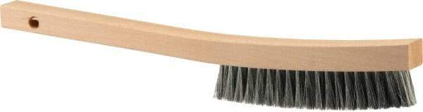 Weiler - 3 Rows x 19 Columns Steel Plater Brush - 5-1/2" Brush Length, 13" OAL, 1" Trim Length, Wood Curved Handle - USA Tool & Supply