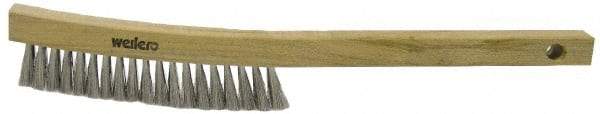 Weiler - 4 Rows x 18 Columns Stainless Steel Plater Brush - 5" Brush Length, 10" OAL, 1" Trim Length, Wood Shoe Handle - USA Tool & Supply