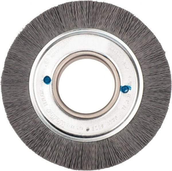 Weiler - 6" OD, 2" Arbor Hole, Crimped Nylon Wheel Brush - 1" Face Width, 1-1/4" Trim Length, 0.018" Filament Diam, 3,600 RPM - USA Tool & Supply