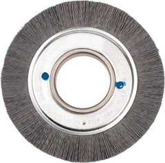 Weiler - 6" OD, 2" Arbor Hole, Crimped Nylon Wheel Brush - 1" Face Width, 1-1/4" Trim Length, 0.018" Filament Diam, 3,600 RPM - USA Tool & Supply