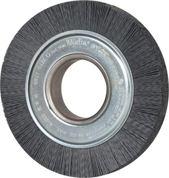 Weiler - 6" OD, 2" Arbor Hole, Crimped Nylon Wheel Brush - 1" Face Width, 1-1/4" Trim Length, 0.022" Filament Diam, 3,600 RPM - USA Tool & Supply