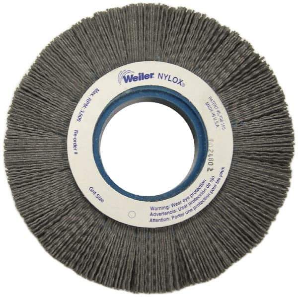 Weiler - 6" OD, 2" Arbor Hole, Crimped Nylon Wheel Brush - 1" Face Width, 1-1/4" Trim Length, 0.06" Filament Diam, 3,600 RPM - USA Tool & Supply