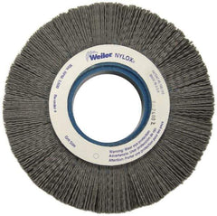 Weiler - 6" OD, 2" Arbor Hole, Crimped Nylon Wheel Brush - 1" Face Width, 1-1/4" Trim Length, 0.06" Filament Diam, 3,600 RPM - USA Tool & Supply