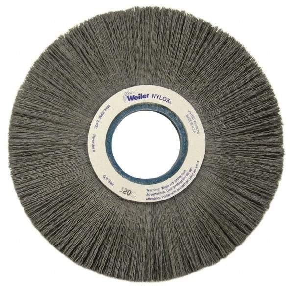 Weiler - 8" OD, 2" Arbor Hole, Crimped Nylon Wheel Brush - 1" Face Width, 2-1/4" Trim Length, 0.022" Filament Diam, 3,600 RPM - USA Tool & Supply