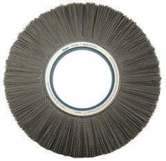 Weiler - 14" OD, Crimped Nylon Wheel Brush - 1-1/8" Face Width, 3-3/4" Trim Length, 0.022" Filament Diam, 1,800 RPM - USA Tool & Supply