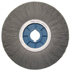 Weiler - 14" OD, 2" Arbor Hole, Crimped Nylon Wheel Brush - 1-1/8" Face Width, 3-3/4" Trim Length, 0.04" Filament Diam, 1,800 RPM - USA Tool & Supply