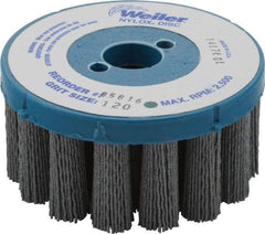 Weiler - 4" 120 Grit Silicon Carbide Crimped Disc Brush - Fine Grade, Plain Hole Connector, 1-1/2" Trim Length, 7/8" Arbor Hole - USA Tool & Supply