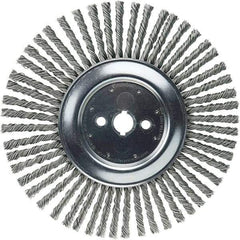 Weiler - 12" OD, 1" Arbor Hole, Stringer Bead Steel Wheel Brush - 3/8" Face Width, 2-3/4" Trim Length, 6,000 RPM - USA Tool & Supply
