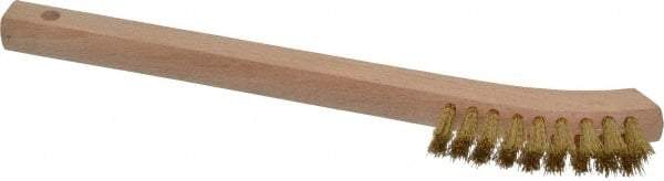 Weiler - 2 Rows x 9 Columns Brass Scratch Brush - 8-3/4" OAL, 5/8" Trim Length, Wood Toothbrush Handle - USA Tool & Supply
