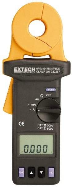 Extech - 1/4 to 1,500 k Ohm, Earth Ground Resistance Tester - 0.001 to 0.002 Resolution - USA Tool & Supply