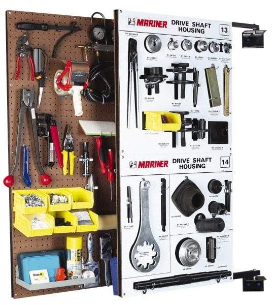 Triton - 24" Wide x 48" High Swing Panel Peg Board Storage System - 1 Panel, Tempered Pegboard/Steel, Tan - USA Tool & Supply
