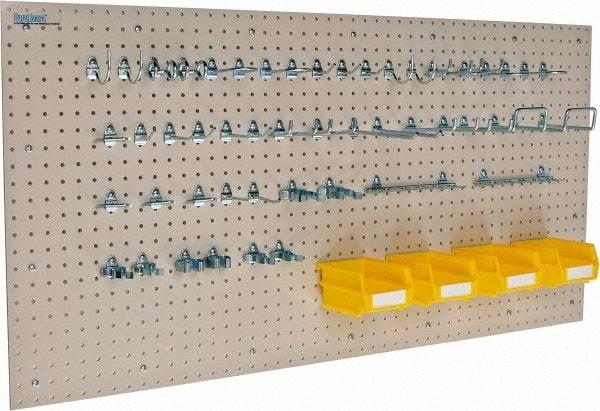 Triton - 48" Wide x 24" High Storage Peg Board, Hooks & Spacers - 2 Panels, 44 Hooks, Polypropylene Board, Steel Hooks, White - USA Tool & Supply