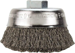 Milwaukee Tool - 4" OD, 5/8" Arbor Hole, Crimped Stainless Steel Wheel Brush - 1/2" Face Width, 3/4" Trim Length, 0.014" Filament Diam, 12,000 RPM - USA Tool & Supply