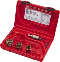 Milwaukee Tool - 5 Piece, 7/8" to 1-3/8" Saw Diam, Electrician's Hole Saw Kit - Carbide-Tipped, Gulleted Edge, Pilot Drill Model No. 49-57-0035, 49-57-0038, Includes 3 Hole Saws - USA Tool & Supply