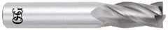 OSG - 1/2", 1" LOC, 1/2" Shank Diam, 3" OAL, 4 Flute, Solid Carbide Square End Mill - Single End, Uncoated, Spiral Flute, 30° Helix, Centercutting, Right Hand Cut, Right Hand Flute, Series 454 - USA Tool & Supply