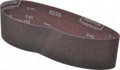 Norton - 3" Wide x 24" OAL, 240 Grit, Aluminum Oxide Abrasive Belt - Aluminum Oxide, Very Fine, Coated, Series R228 - USA Tool & Supply