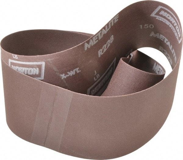 Norton - 4" Wide x 54" OAL, 150 Grit, Aluminum Oxide Abrasive Belt - Aluminum Oxide, Very Fine, Coated, Series R228 - USA Tool & Supply