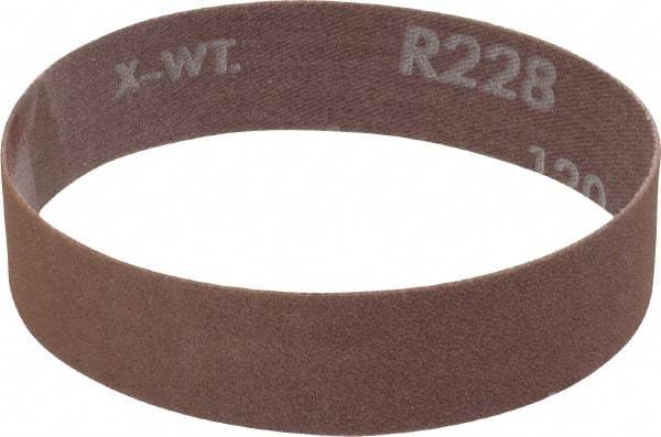 Norton - 1" Wide x 12" OAL, 120 Grit, Aluminum Oxide Abrasive Belt - Aluminum Oxide, Fine, Coated, Series R228 - USA Tool & Supply