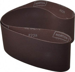 Norton - 4" Wide x 54" OAL, 220 Grit, Aluminum Oxide Abrasive Belt - Aluminum Oxide, Very Fine, Coated, Series R228 - USA Tool & Supply