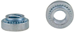 Electro Hardware - 1/4-20, 0.0909" Min Panel Thickness, Round Head, Clinch Captive Nut - 0.44" Head Diam, 0.344" Mounting Hole Diam, 0.17" Head Height, Zinc Plated Steel - USA Tool & Supply