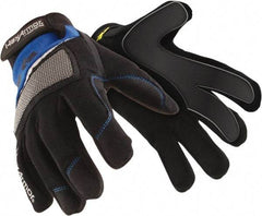 HexArmor - Size L (9), ANSI Cut Lvl A6, Puncture Lvl 3, Synthetic Leather Cut & Puncture Resistant Gloves - Hook & Loop Cuff, Black/Blue, Paired - USA Tool & Supply