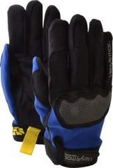 HexArmor - Size XL (10), ANSI Cut Lvl A6, Puncture Lvl 3, Synthetic Leather Cut & Puncture Resistant Gloves - Hook & Loop Cuff, Black/Blue, Paired - USA Tool & Supply