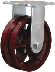 Hamilton - 6" Diam x 2" Wide, Iron Rigid Caster - 900 Lb Capacity, Top Plate Mount, 4-1/2" x 6-1/2" Plate, Straight Roller Bearing - USA Tool & Supply