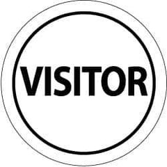 NMC - Visitor, Hard Hat Label - Black on White, 2" Thick, For Visitor - USA Tool & Supply