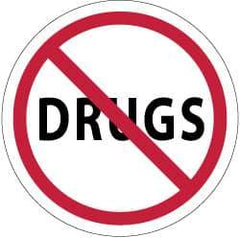 NMC - Drugs, Hard Hat Label - Red & Black on White, 2" Thick, For Accident Prevention - USA Tool & Supply