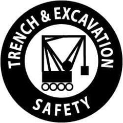NMC - Trench & Excavation Safety, Hard Hat Label - Black on White, 2" Thick, For Accident Prevention - USA Tool & Supply